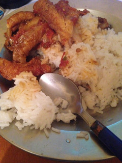 A picture of Nile perch fillet with rice.