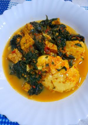 Foto resep Gulai daun singkong tempe telor