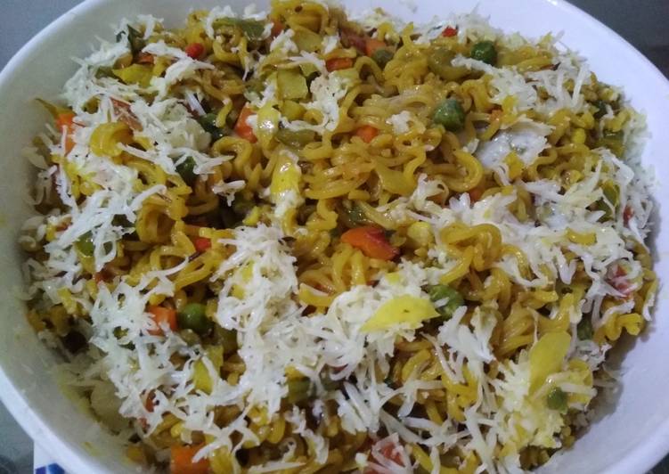 Simple Way to Make Quick Chessy Tadaka Vegetable Noodles