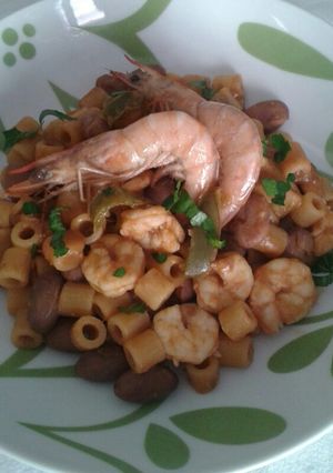 Foto di Ditaloni con gamberetti e fagioli freschi