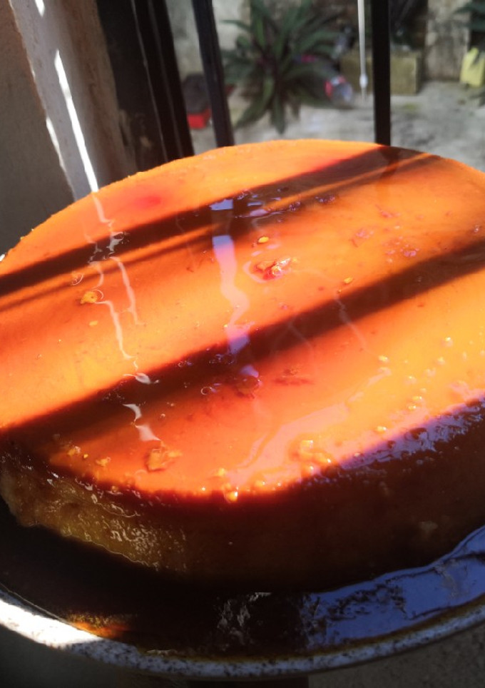 Una foto de Flan napolitano en estufa
