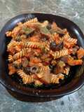 Fusilli al pesce spada e melanzane cotte al forno