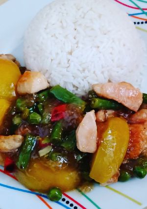 Una foto de Pollo al durazno