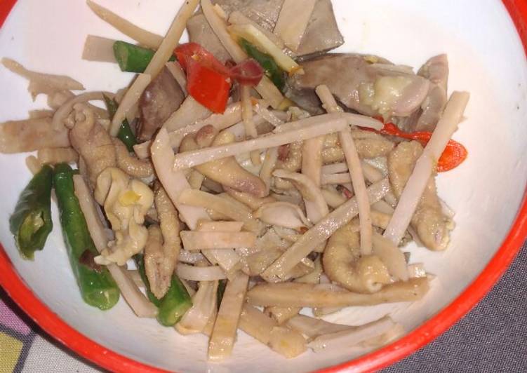 Resep Tumis kulit singkong+kacang panjang ati ampela yang sempurna