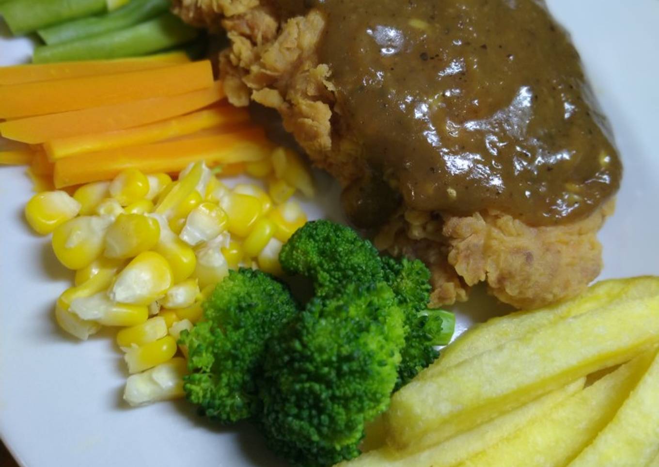 Chicken Steak Crispy Blackpepper Sauce