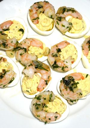 A picture of Easter Eggs with Shrimp.