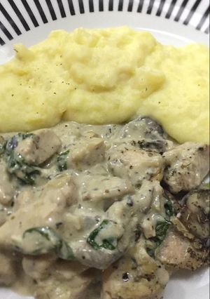Foto resep Creamy Chicken Mushroom Sauce with Parmesan ala Mak Kalun