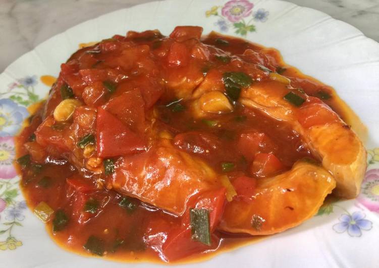 Cara membuat Salmon saos tomat yang enak Untuk Jualan