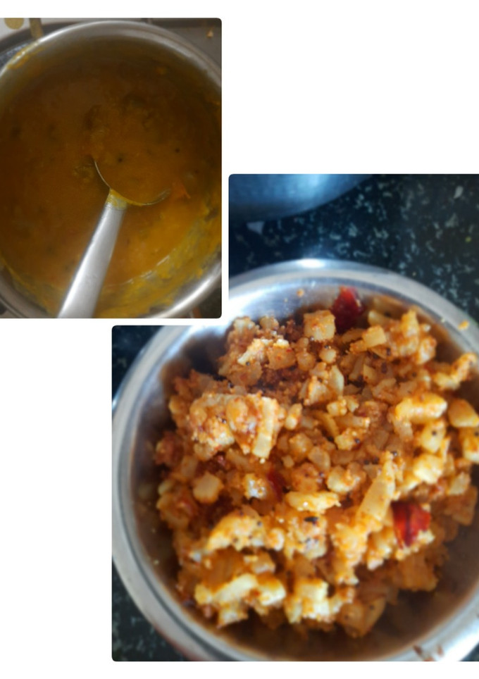 பீர்க்கங்காய் சாம்பார், முள்ளங்கி பொரியல் செய்முறை முக்கிய புகைப்படம்