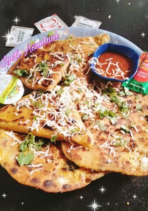 A picture of Cheese paratha yummy.