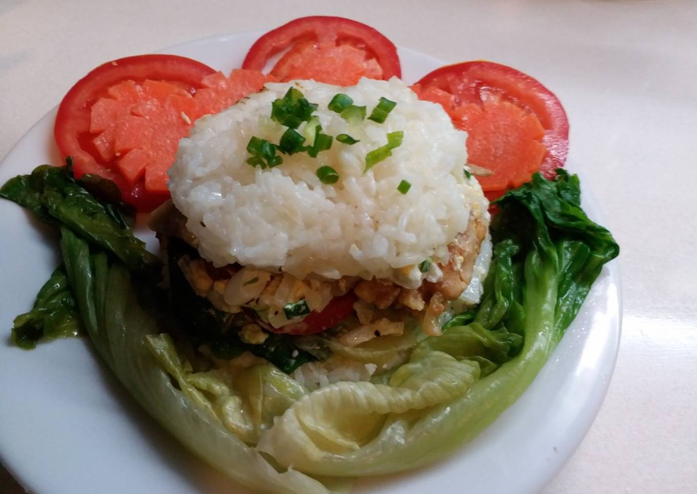 Chicken teriyaki burger rice