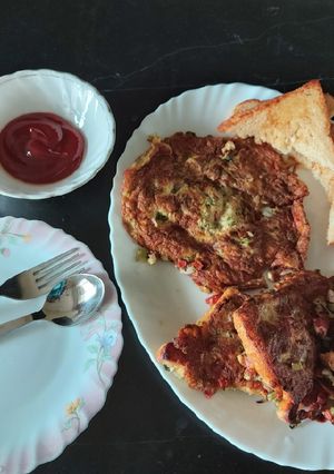 A picture of Veggies eggs omelet.