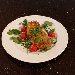 A picture of Grilled Ham and Cheese Stuffed Eggplant.