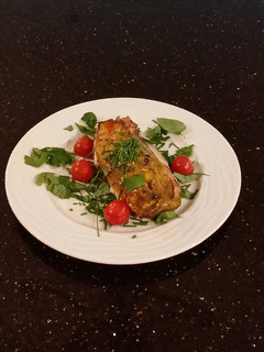 A picture of Grilled Ham and Cheese Stuffed Eggplant.