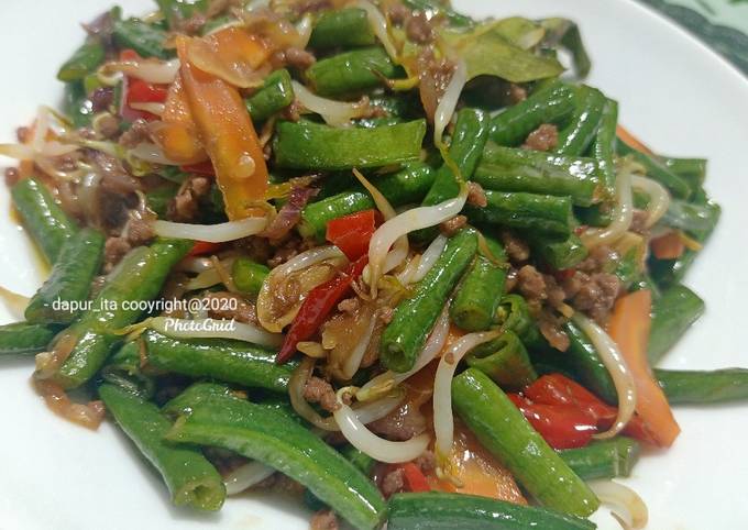 Resep Tumis Kacang Panjang Daging Cincang oleh dapur_ita2020 - Cookpad