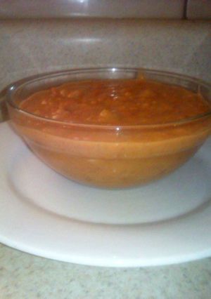 Una foto de Frijoles puercos con carne de soya
