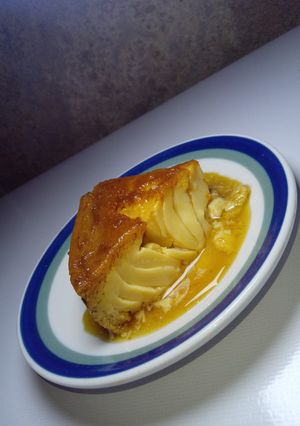 Una foto de Flan de leche evaporada