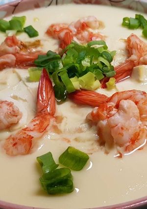 蝦仁豆腐蒸蛋 的食譜成品照片