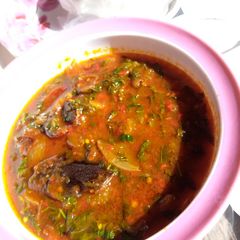 A picture of Spinach pumpkin soup.