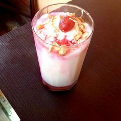 A picture of Rose lassi with icecream..valentine special.