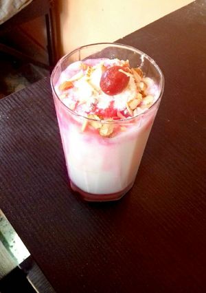 A picture of Rose lassi with icecream..valentine special.