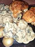 Muslos de pollo con salsa de champiñones