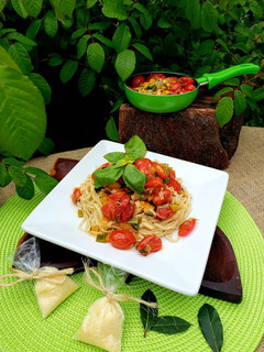 Una foto de Pastas caseras con salsa de cherrys🍅🍅🍅