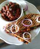 Paneer Stuffed Grilled Kulcha with Amritsari Chole