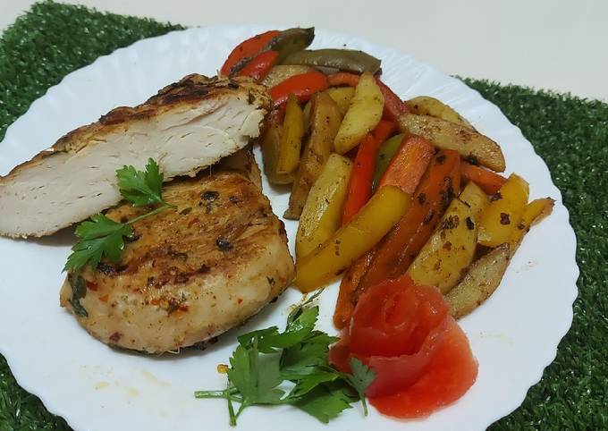 Simple Way to Prepare Any-night-of-the-week Chicken Steak with stir fried Vegetables