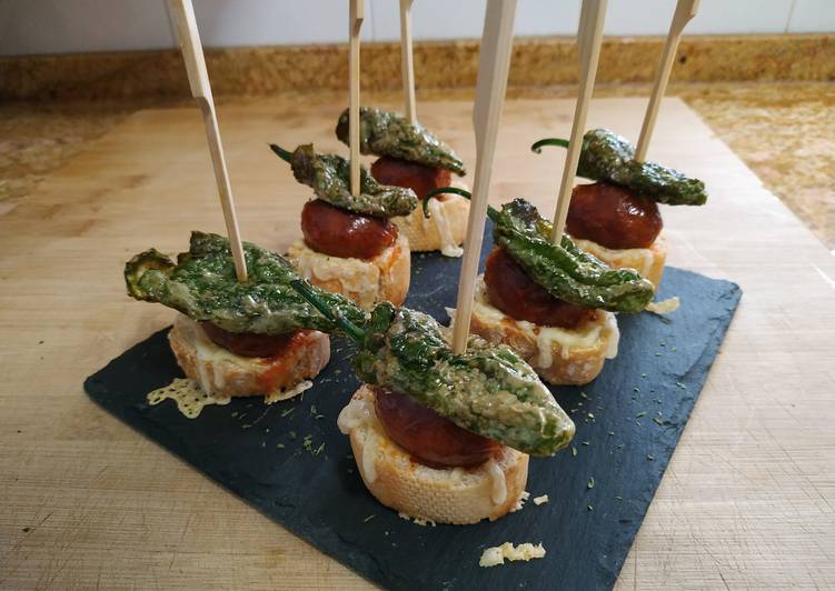Pincho de chorizo y pimiento de padrón