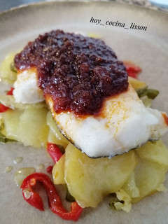 Una foto de Bacalao con sobrasada y miel