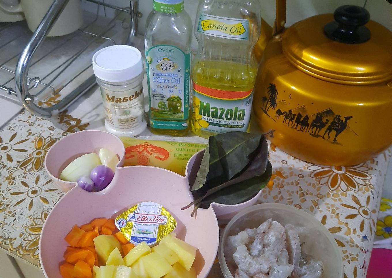 MPASI Udang, kentang, wortel, tofu
