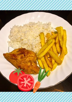 عکسی از دستور مرغ فوق العاده خوشمزه🍗🍗🧅🧅🥔🥔🍅🍅