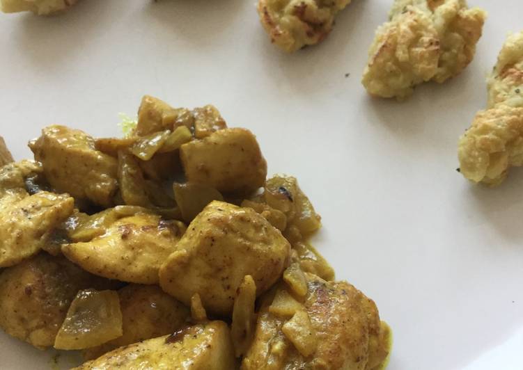 Easy Way to Make Tasty Chicken curry & ginger with mashed potato and zucchini baked tater