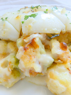Una foto de Coliflor gratinada con bechamel y sepia