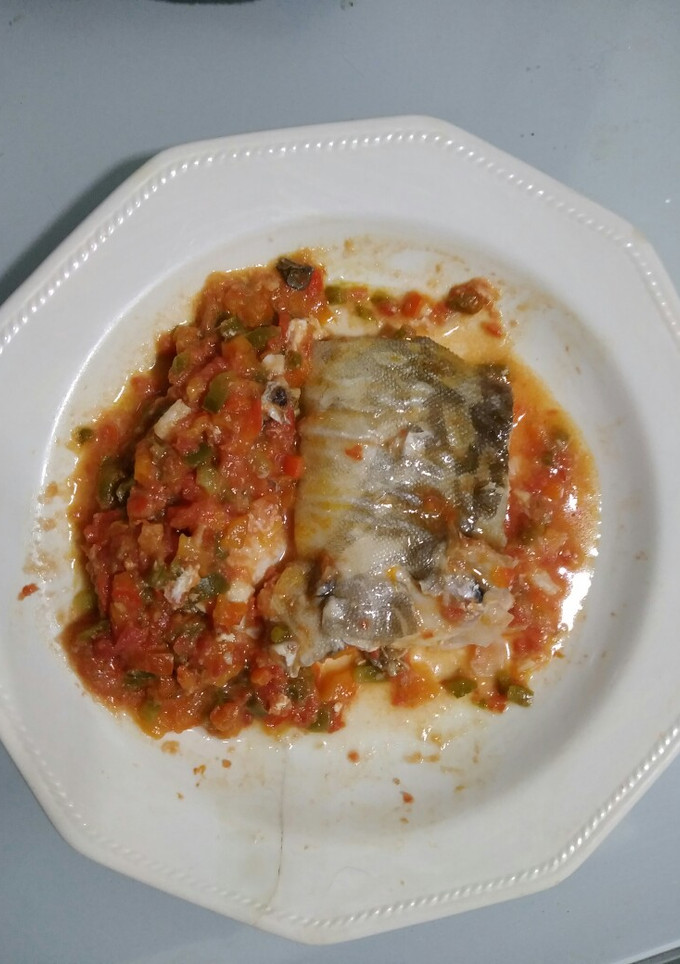 Una foto de Bacalao con pisto