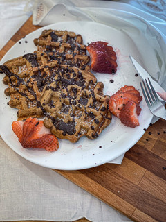 Una foto de Gofres de avena y cacao
