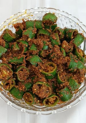 A picture of Green Chillies Pickle - Instant and Delicious.