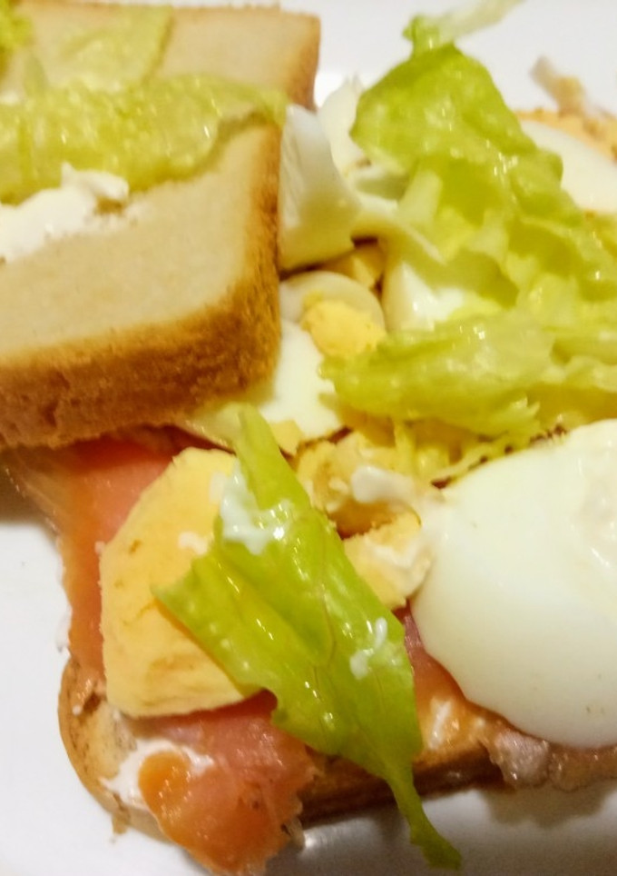 Una foto de Mi sándwich de salmón con queso