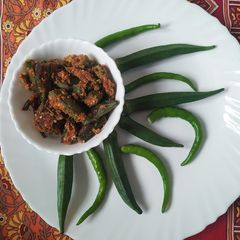 A picture of Stuffed Bhindi masala.