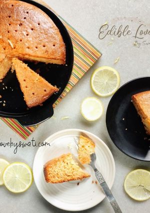 A picture of Eggless Lemon Soaked cake.