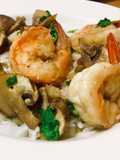 กุ้งแชบ๊วยเห็ดผัดกระเทียมพริกไทยราดข้าว(วีดีโอ)