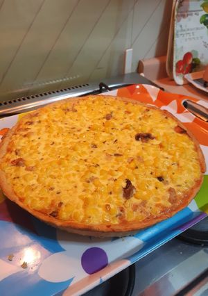 Una foto de Quiche de pollo, champiñón y choclo🌽🍗🍴