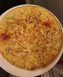 Truita de patates i ceba amb sobrassada i formatge brié