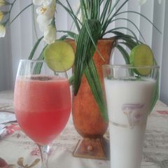 A picture of Watermelon juice / curd drink.