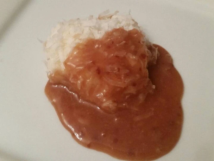 Recipe Frozen Coconut Cookie w/ Warm Plum Sauce the Delicious Really delicious