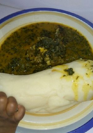 A picture of Bitterleaf Ogbono soup.