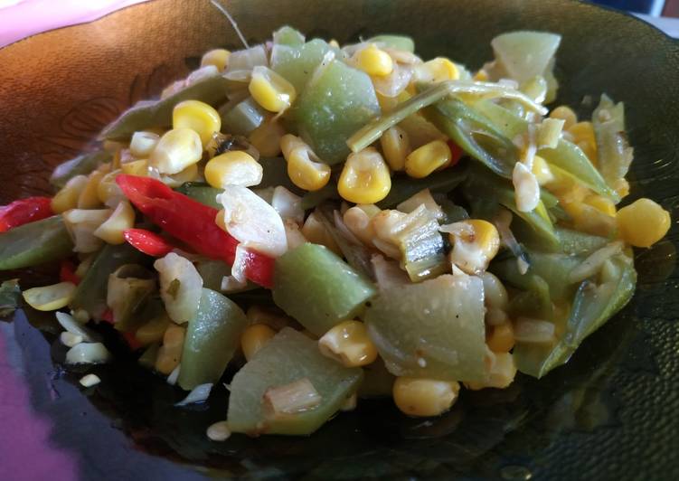Resep 41. Tumis buncis, jagung, labu siam Lezat