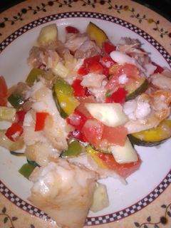 Una foto de Merluza en papillote a la vinagreta