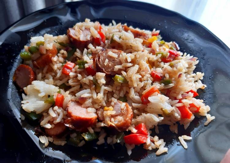Sausage and pepper stir fried rice